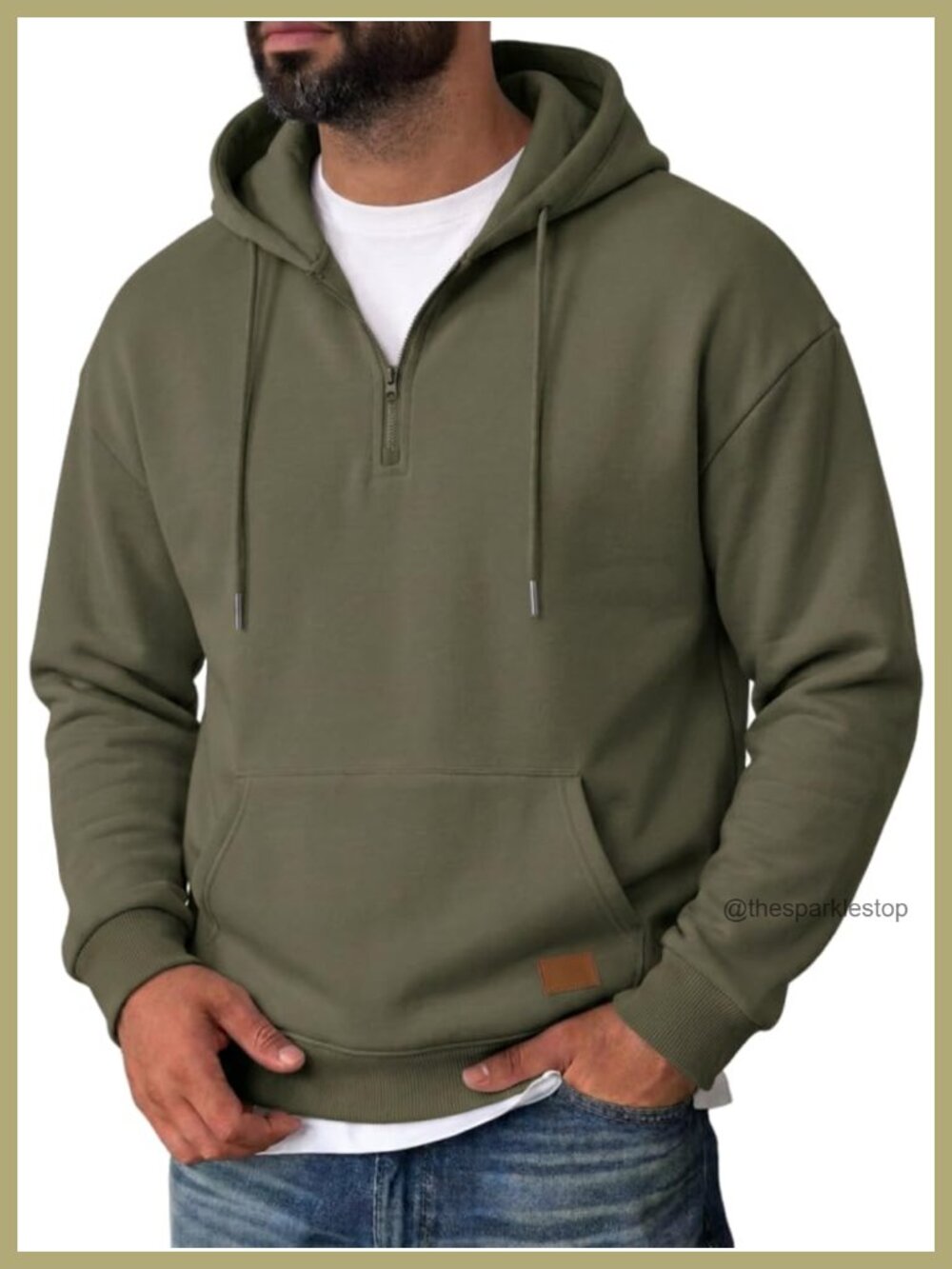 Men's Oversized Hooded Sweatshirt 1/4 Zip Heavyweight Pullover Relaxed Fit